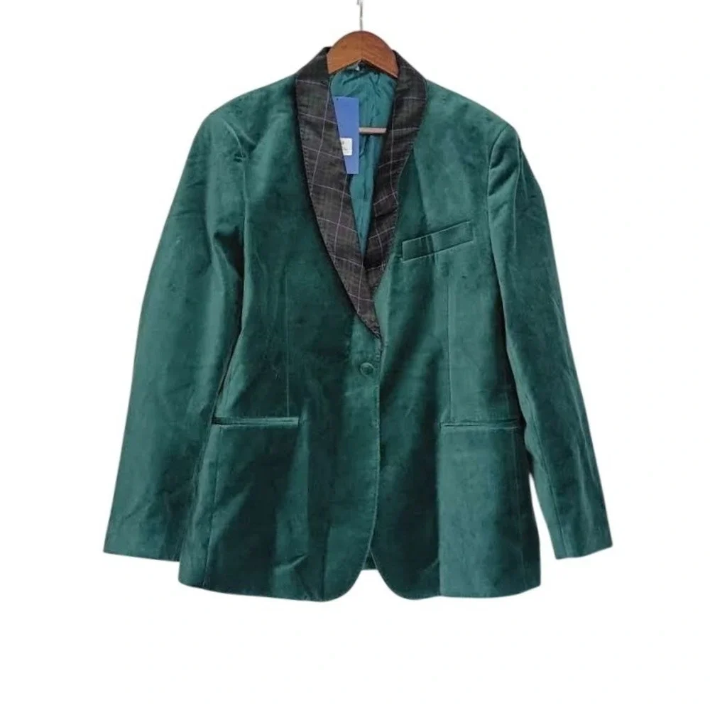 Vineyard Vines OTG Green Velvet Plaid Lapel‎ Performance Blazer Mens 40R